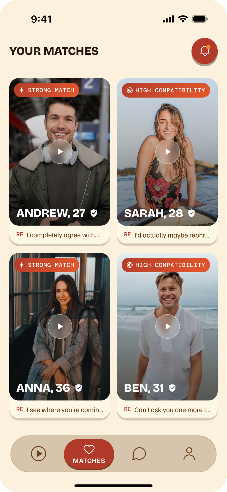 Matches grid of video profiles